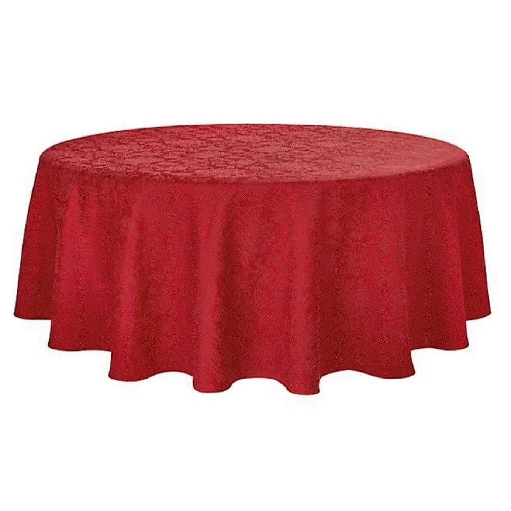 new RED Holiday Medley Damask Fabric 90-inch Tablecloth (Seats 6 to 8)